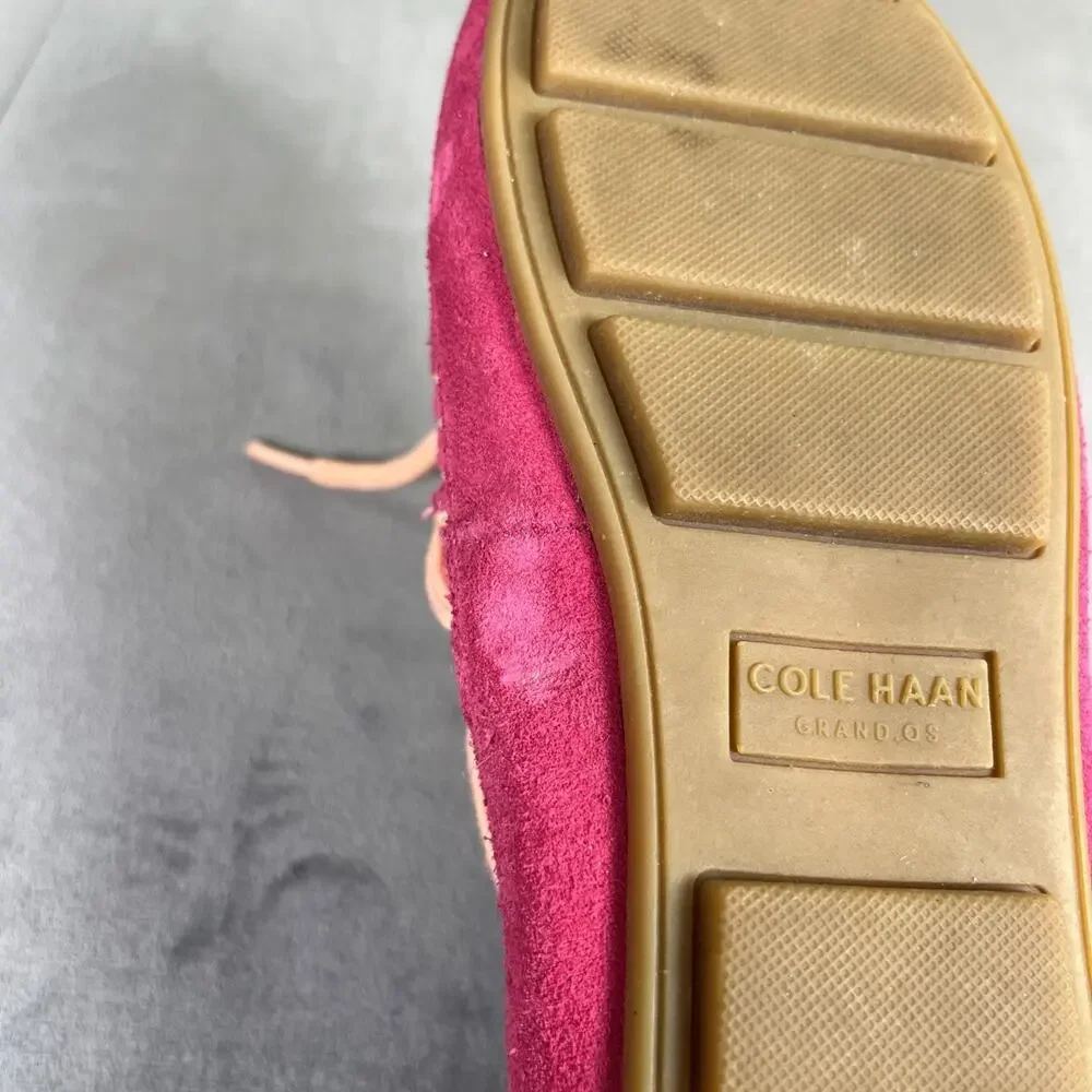 Cole Haan Girls Driving Shoes Pink Suede Slip On Moccasins Loafers Sz 2 Grand.OS